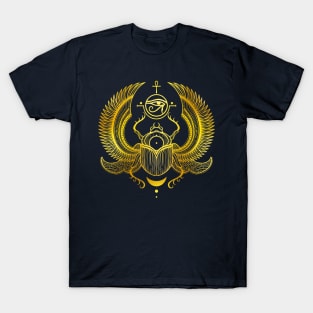 Gold Sacred Scarab. Egyptian Beetle T-Shirt